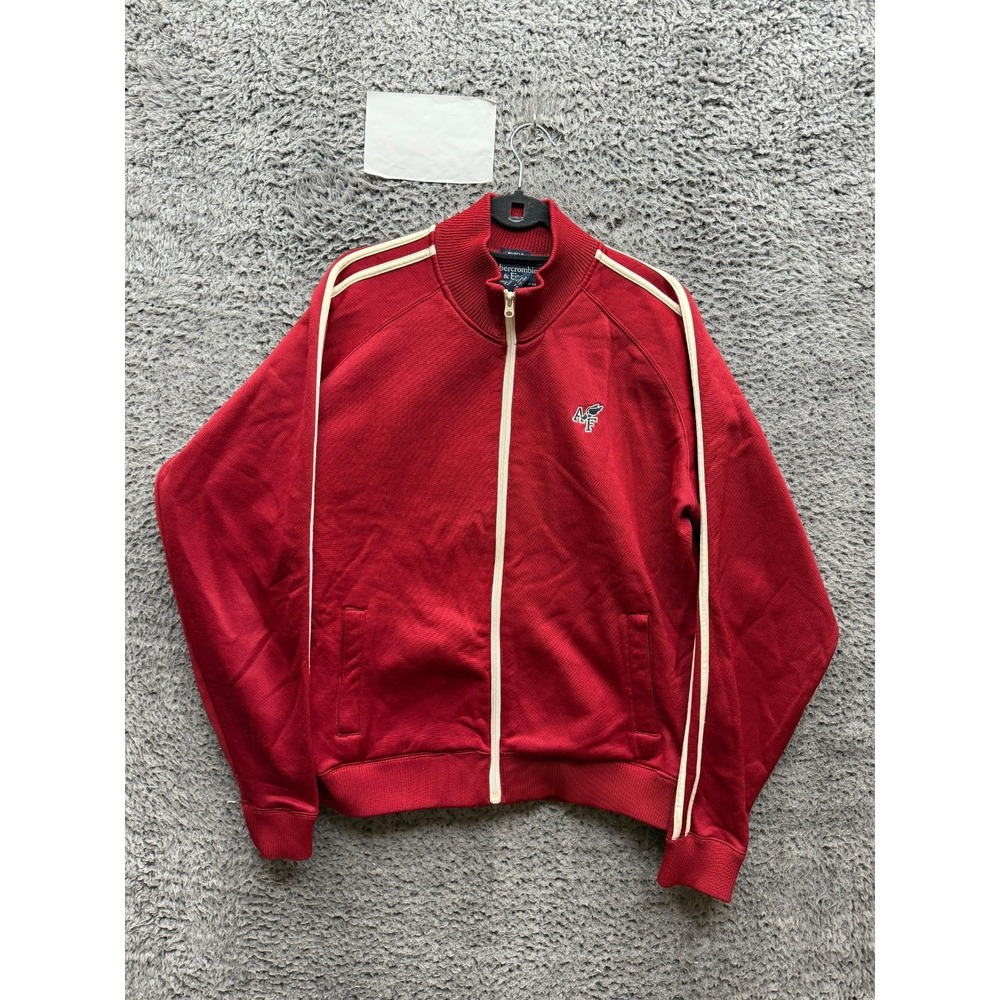 Vintage Y2k Abercrombie & Fitch Muscle Fleece Track Jacket Red Mens Size L